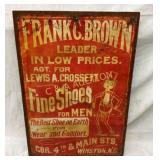 RARE EARLY SST FRANK C BROWN SHOES SIGN 19 /12X28