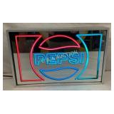 MIRROR PEPSI COLA LIGHTUP SIGN 19 1/2X12
