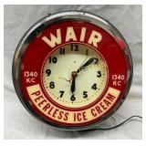 21IN WAIR PEERLESS ICE CREAM NEON CLOCK