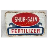 SST EMB. SHUR GAIN FERTILIZER SIGN 23X14 1/2