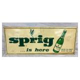 SST EMB. SPRIG SIGN W/BOTTLE 30X12 STOUT SIGN CO.