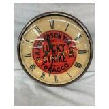 13IN LUCKY STRIKE TOBACCO CLOCK GLASS FRONT