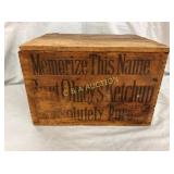 EARLY WOODEN BURT OLNEYS KETCHUP BOX 15X10