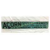 WOODEN ACORN STOVE & RANGES SIGN 36X6