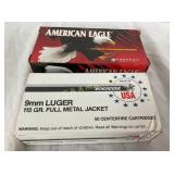 100RDS 9MM 124 & 115G. FMJ, AMERICAN EAGLE,WIN.