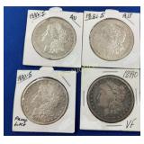 (4) MORGANS 1881S, 1882S, 1899O, 1881S
