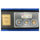 2021 3PC SET GOLD PCGS MS70 EAGLES 1ST DAY ISSUE