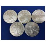 (5) UNC 2003 SILVER AMERICAN EAGLES