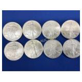 (8) 2007 UNC SILVER AMERICAN EAGLES