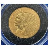 1908 $2 1/2 GOLD INDIAN HEAD