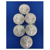 (6) 2019 SILVER UNC AMERICAN EAGLES