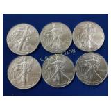 (6) 2019 SILVER UNC AMERICAN EAGLES
