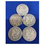 (5) MORGANS 1885,1884,1883,1885O,1884S