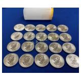 (20) UNC 1 OZ SILVER EACH MAPLE LEAF TOTAL 20OZ