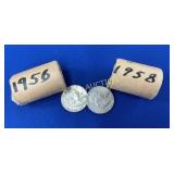 (40) 1956 AND 1958 SILVER FRANKIN HALVES
