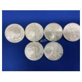 (6) 2006 UNC SILVER AMERICAN EAGLES