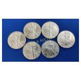 (6) 2997 UNC SILVER AMERICAN EAGLES