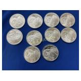 (10) 1OZ SILVER EACH YR OF RAM ROUNDS 10 OZ TOTAL