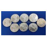 (8) 1997 SILVER AMERICAN EAGLES UNC