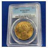 1907 $20 PCGS MS61 LIBERTY HEAD