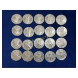(20) 2019 UNC SILVER AMERICAN EAGLES