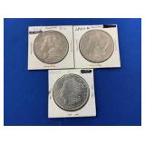 (3) MORGAN SILVER DOLLARS 1885 O, 1898, 1921 S