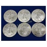 (6) UNC 1999 SILVER AMERICAN EAGLES
