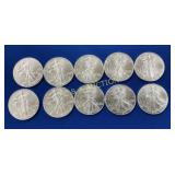 (10) 2001 UNC SILVER AMERICAN EAGLES