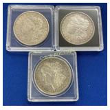 (3) MORGANS 1881 O, 1878, 1921 P