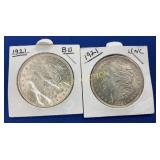 (2) 1921 MORGAN SILVER DOLLARS