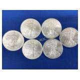 (6) UNC 2009 SILVER AMERICAN EAGLES