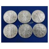 (6) UNC SILVER 2007 AMERICAN EAGLES