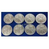 (8) 2014 SILVER UNC AMERICAN EAGLES
