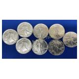 (8) 1987 UNC SILVER AMERICAN EAGLES