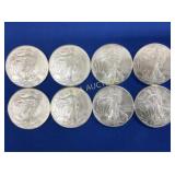 (8) 2010 UNC SILVER AMERICAN EAGLES