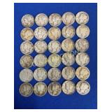 (30) SILVER MERCURY DIMES