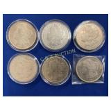 (6) MORGAN SILVER DOLLARS 1921,1881 O 1883 S