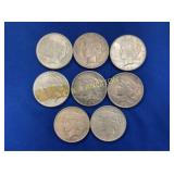 (8) PEACE SILVER DOLLARS 1922, 1924, 1926