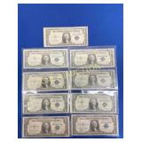 (9) $1 SILVER CERTIFICATES 1935
