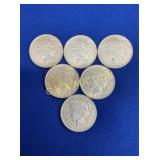 (6) 1922 PEACE SILVER DOLLARS