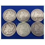 (6) 1900 O MORGAN SILVER DOLLARS