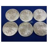 (6) UNC 2003 SILVER AMERICAN EAGLES