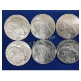 (6) UNC 2015 1OZ SILVER YR OF RAM TOTAL 6OZ