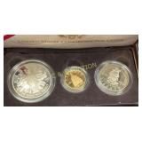 1989 $5 GOLD,SILVER DOLLAR & 1/2 DOLLAR PROOF SET