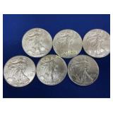 (6) UNC 2019 SILVER AMERICAN EAGLES
