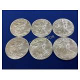 (6) UNC 2019 SILVER AMERICAN EAGLES