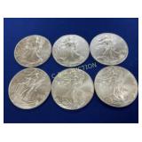 (6) UNC 2000 SILVER AMERICAN EAGLES