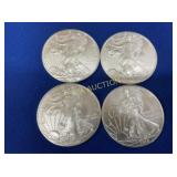 (4) 2010 UNC SILVER AMERICAN EAGLES