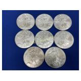 (8) 2000 UNC SILVER AMERICAN EAGLES