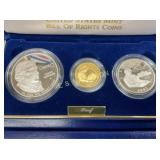 1993 $5 GOLD,SILVER DOLLAR,1/2 BILL OF RIGHTS SET